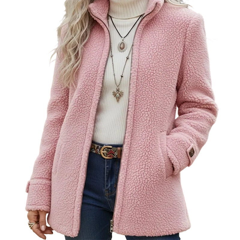 Rylena – Stehkragen-Sherpa-Fleece-Jacke