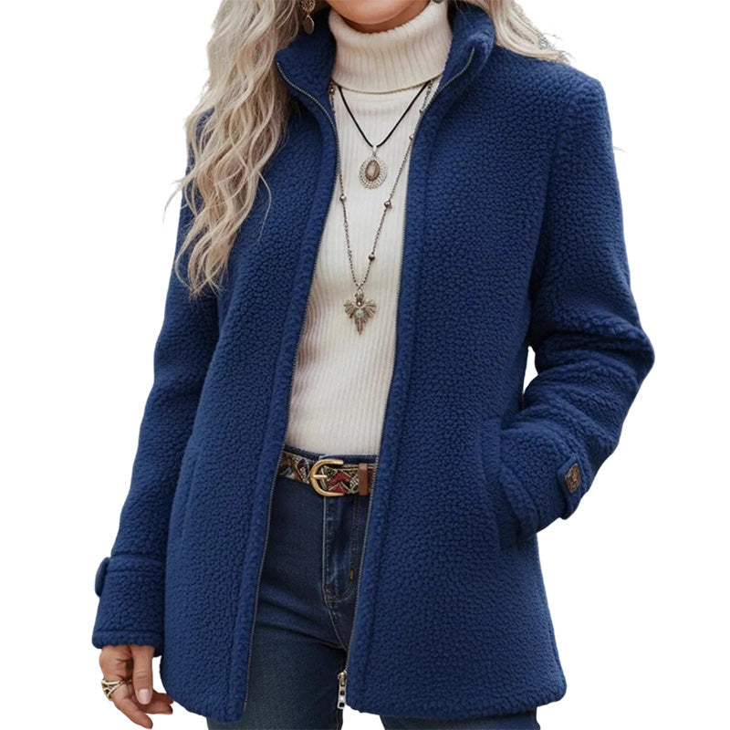 Rylena – Stehkragen-Sherpa-Fleece-Jacke
