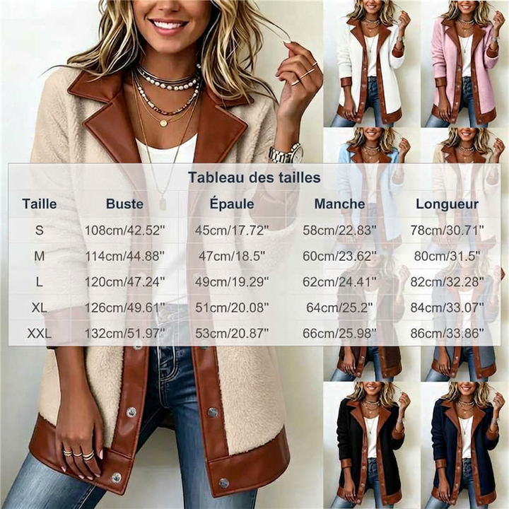 Veluna – Kontrastbesatz-Plüschjacke
