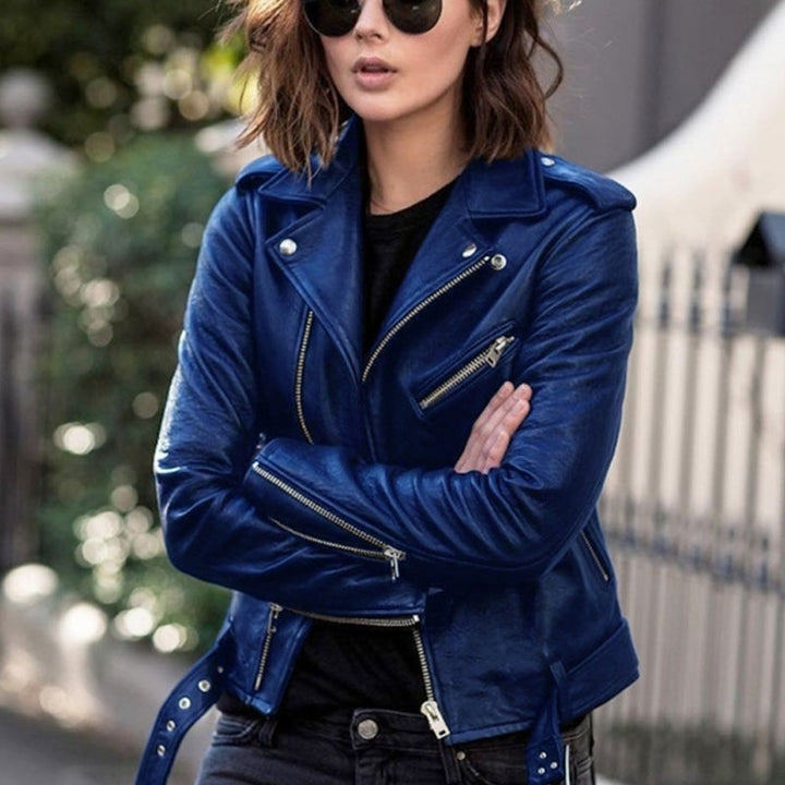Avenya – Asymmetrischer Reißverschluss, beschichtete Motorradjacke