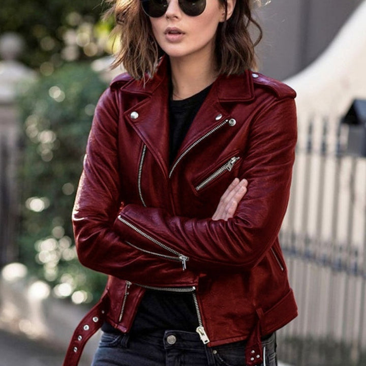 Avenya – Asymmetrischer Reißverschluss, beschichtete Motorradjacke