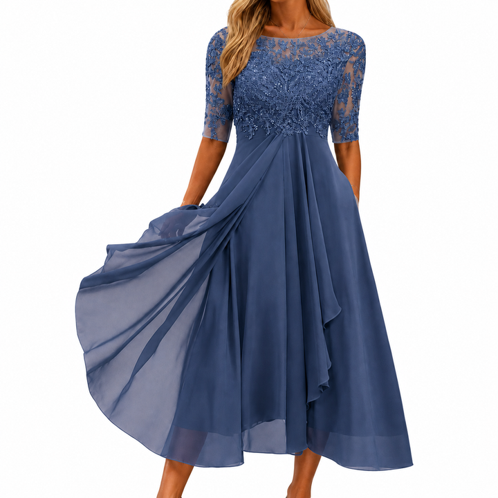 Soreli – Spitzenoberteil-Chiffonkleid