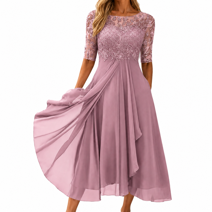 Soreli – Spitzenoberteil-Chiffonkleid