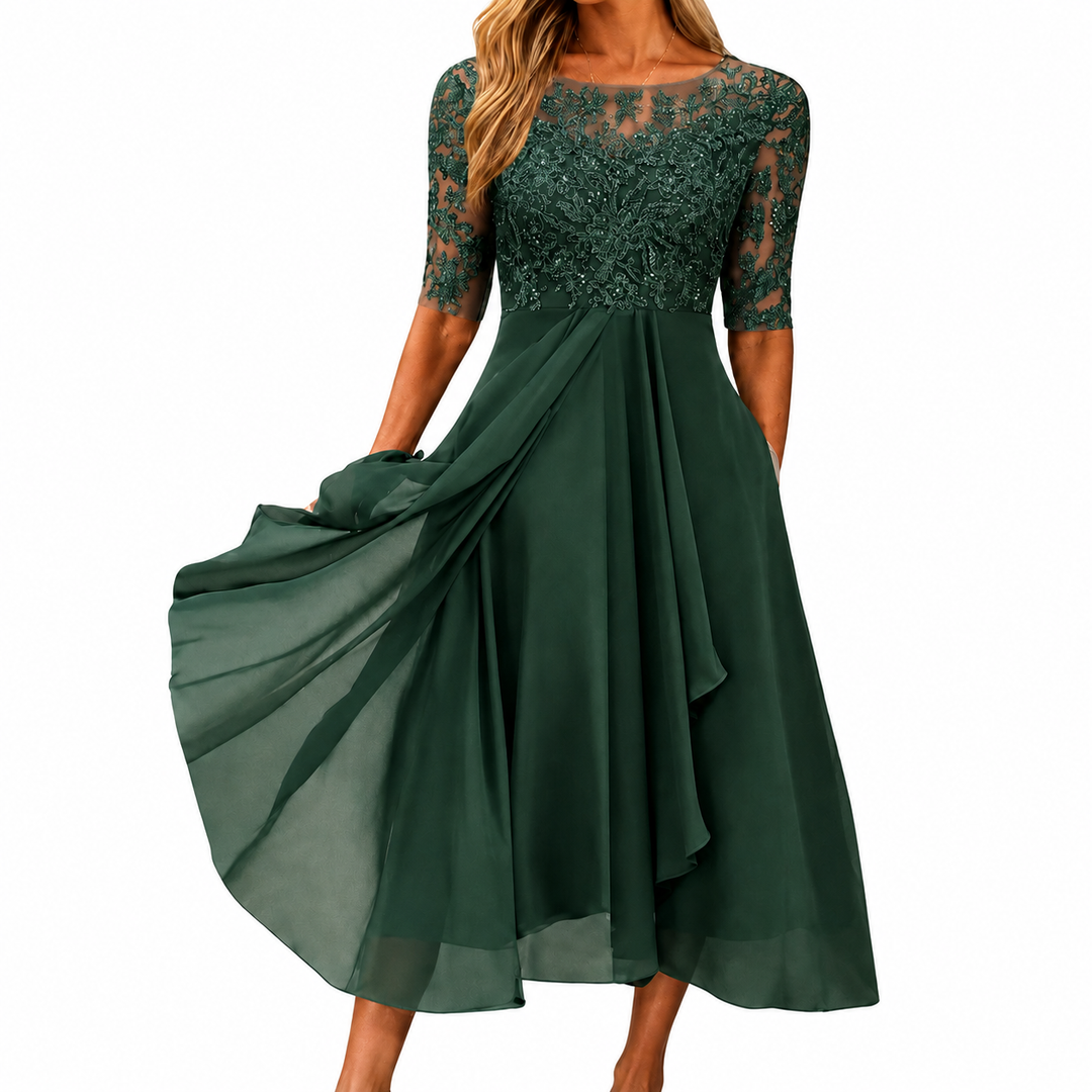 Soreli – Spitzenoberteil-Chiffonkleid